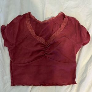 Red crop top with lace